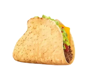 Crispy taco filled with seasoned beef, lettuce, sauce, and cheese.