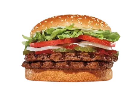 Double beef patty Whopper with fresh vegetables.