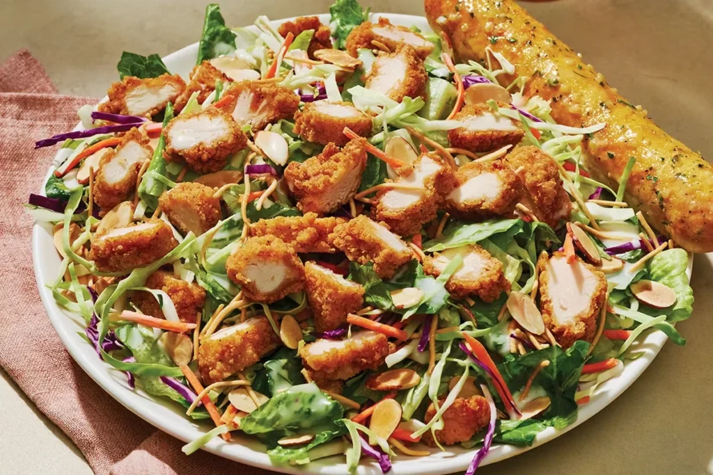 Oriental Chicken Salad with fried chicken pieces,