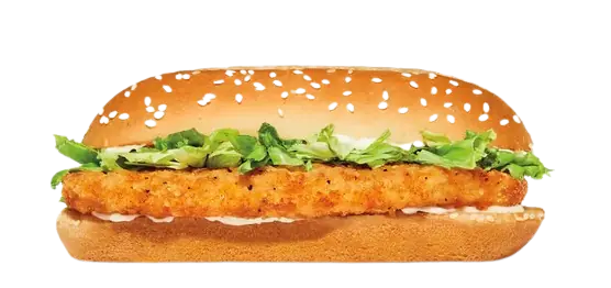 Long chicken sandwich with lettuce and mayonnaise.