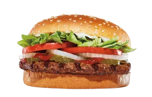 Double beef patty Whopper with fresh vegetables.