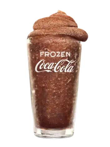 Icy Frozen Coca-Cola slushy beverage in a cup.