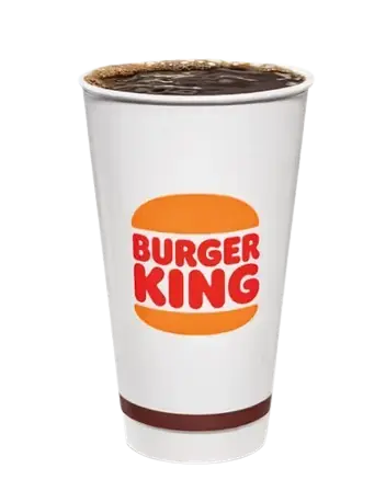 Large hot brewed coffee in a white Burger King cup.