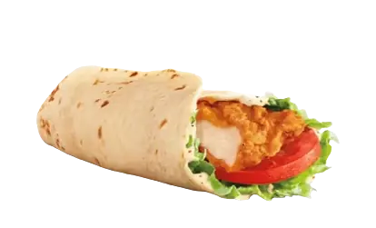 Crispy chicken snack wrap with lettuce and tomato.